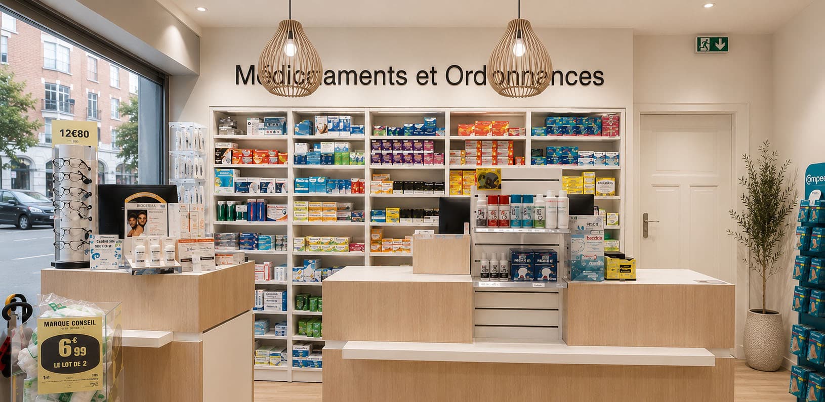 Comptoirs de délivrance de la Pharmacie du Molinel à Lille, espace conseil